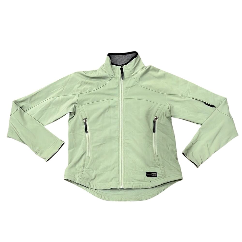 REI Women's Lightweight Soft Shell Stretchy Jacket Pistachio Green Black Size M